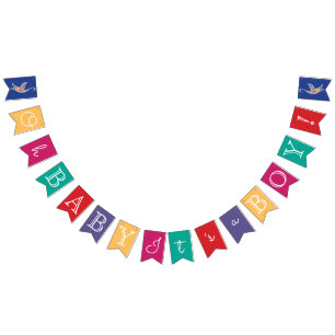 Oh Baby It's A Boy Colorful Stork Bird Baby Shower Bunting