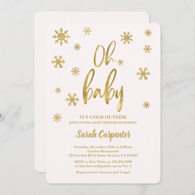 Oh Baby It's cold outside Baby Shower girl Invitation (Front/Back)