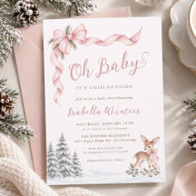 Oh Baby Its Cold Outside Pink Bow Baby Girl Shower