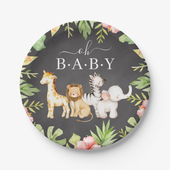 Oh Baby Jungle Baby Shower 7" Plate (Front)