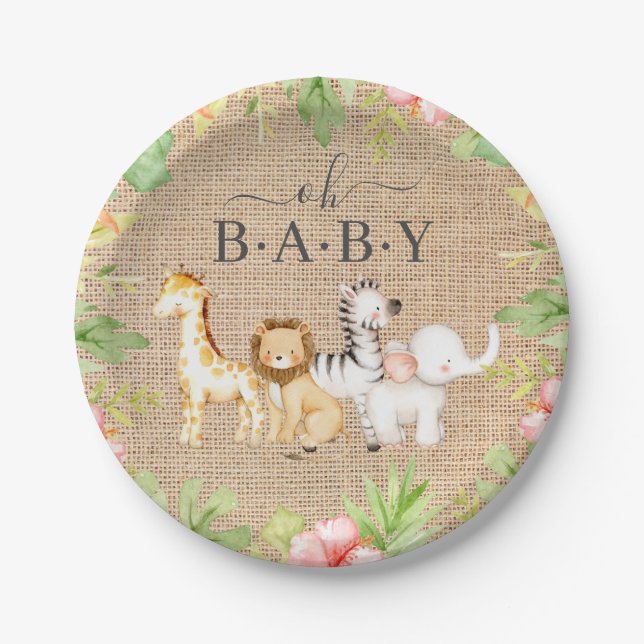 Oh Baby Jungle Baby Shower 7" Plate (Front)