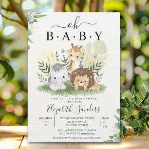 Oh Baby Jungle Baby Shower Boy Invitation