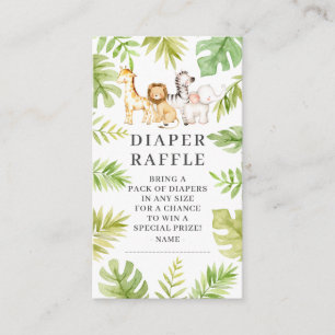 Oh Baby Jungle Baby Shower Diaper Raffle  Enclosur Enclosure Card