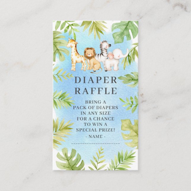 Oh Baby Jungle Baby Shower Diaper Raffle  Enclosure Card (Front)