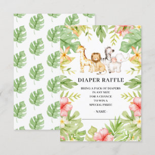 Oh Baby Jungle Baby Shower Diaper Raffle Invitation