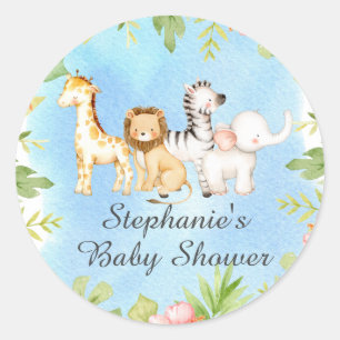 Oh Baby Jungle Baby Shower Favour  Classic Round Sticker