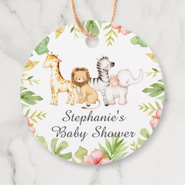 Oh Baby Jungle Baby Shower Favour Gift Tag (Back)