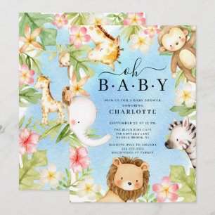 Oh Baby Jungle Baby Shower  Invitation