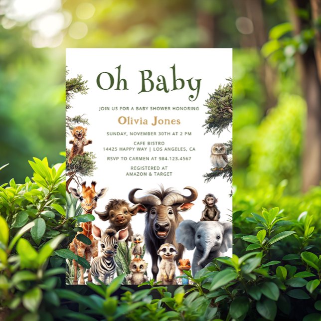 Oh Baby Jungle Baby Shower Invitation (Creator Uploaded)