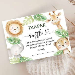 Oh Baby Jungle Baby Shower Safari Diaper Raffle Enclosure Card