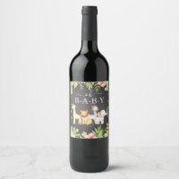 Oh Baby Jungle Baby Shower Wine Label
