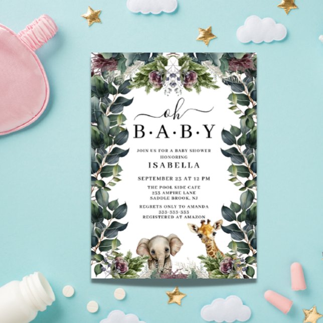 Oh baby Jungle safari animal baby shower Invitation (Creator Uploaded)