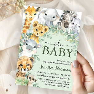 Oh Baby Jungle Safari Animals Baby Shower Invitation