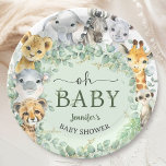 Oh Baby Jungle Safari Animals Baby Shower Paper Plate<br><div class="desc">Add a touch of elegance to your celebration with our Safari Animals Baby Shower Paper Plates! Don't settle for the ordinary. Elevate your celebration,  order your today,  and make your event extraordinary!</div>