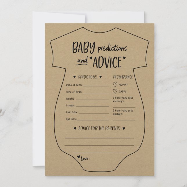 Oh Baby Kraft Predictions and Advice Card (Front)