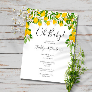 Oh Baby Lemon Blossom Greenery Baby Shower Invitation