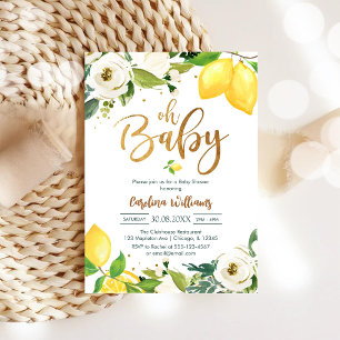 Oh Baby Lemon Floral Baby Shower Invitation