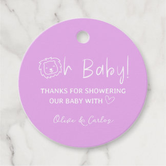 Oh Baby Lion and Heart Thank You Baby Shower Favour Tags