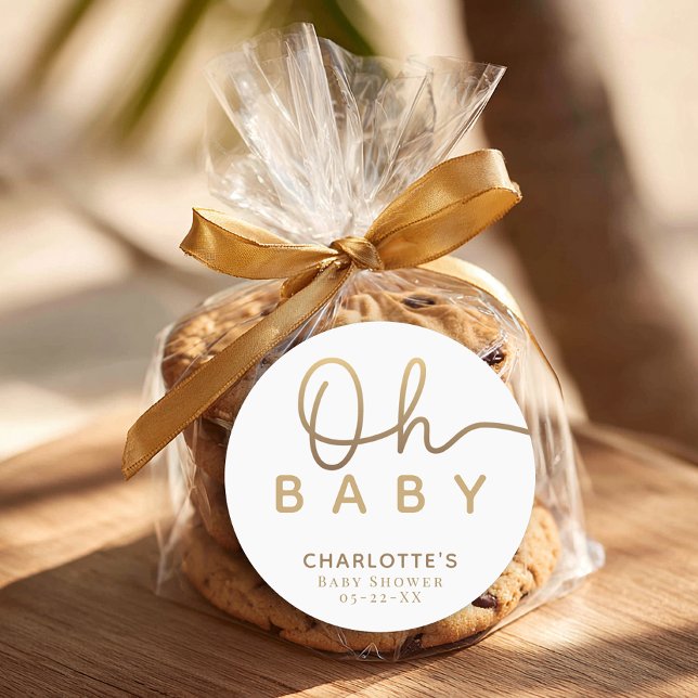 Oh Baby Little Pearl Ocean Baby Shower Favor  Classic Round Sticker (Oh Baby - Favor Sticker)