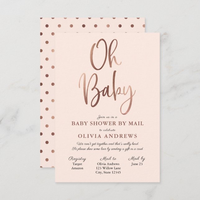 Oh Baby Long Distance Baby Shower Invitation (Front/Back)