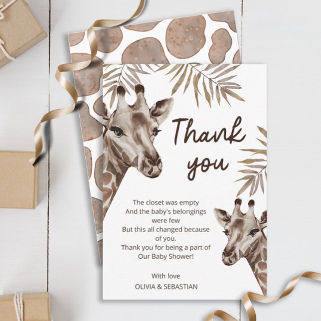 Oh Baby Mama and Baby Giraffe Neutral Baby Shower Thank You Card (Creator Uploaded)
