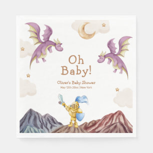Oh Baby Medieval Fairytale Dragon Boy Baby Shower Napkin