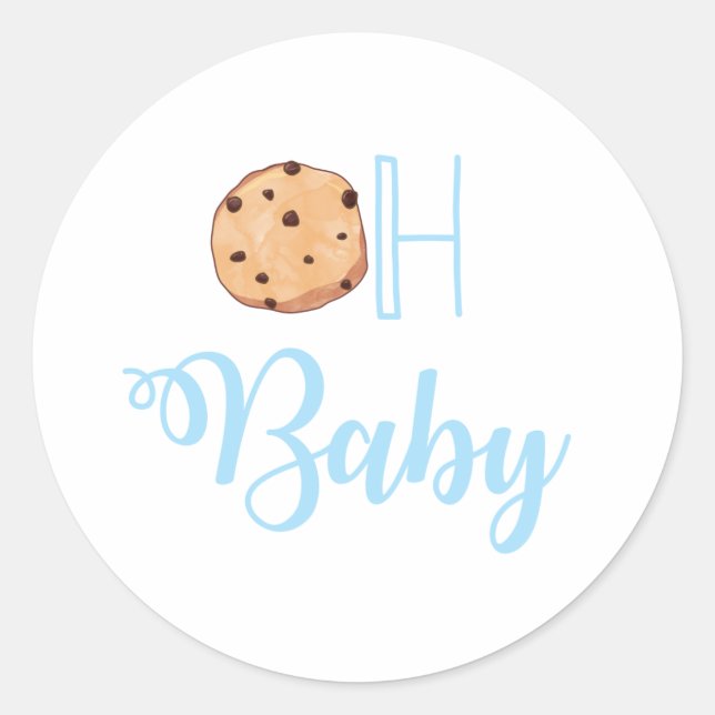 Oh Baby Milk and Cookies blue Baby Shower Classic Round Sticker (Front)