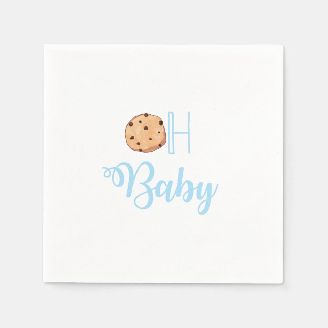 Oh Baby Milk and Cookies blue Baby Shower Napkin (Front)