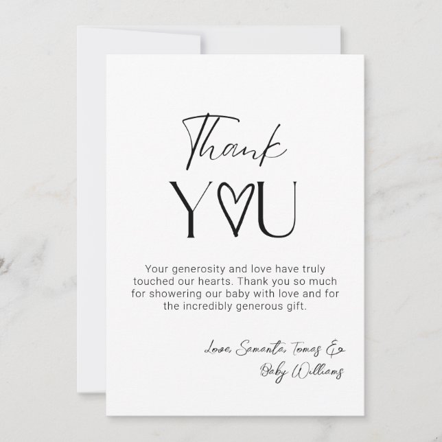 Oh Baby Minimal Modern Simple Neutral Baby Shower Thank You Card (Front)