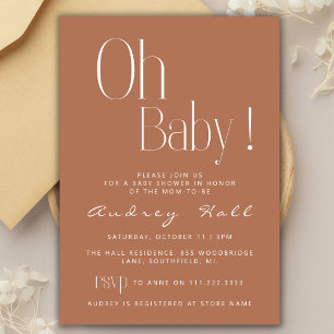 Oh Baby Minimalist Earthy Neutrals Baby Shower Invitation