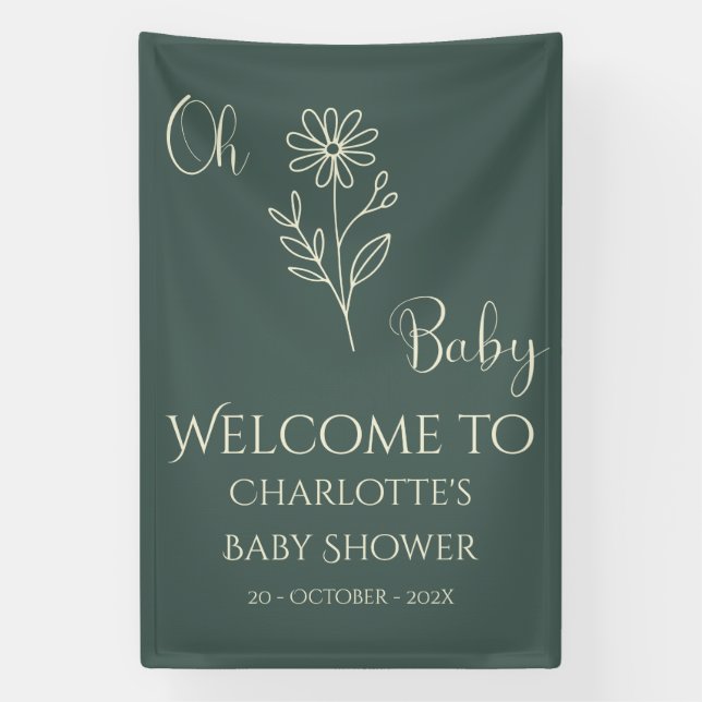Oh Baby Minimalist Wildflower Baby Shower Banner (Vertical)