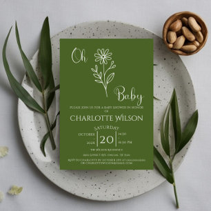 Oh Baby Minimalist Wildflower Baby Shower Invitation