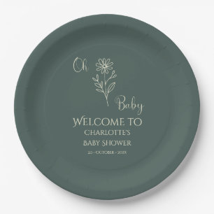Oh Baby Minimalist Wildflower Baby Shower Paper Plate