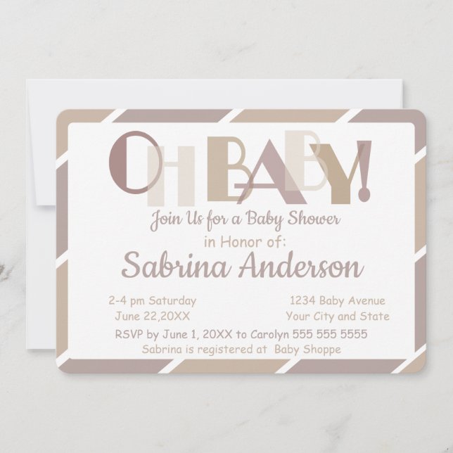 Oh Baby Mocha Modern Whimsical Baby Shower Invitation (Front)