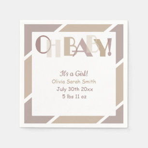 Oh Baby Mocha Typography Modern Baby Shower Napkin