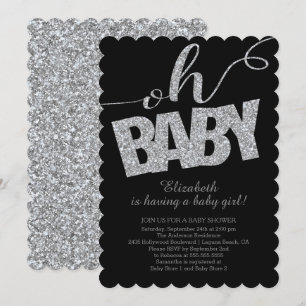 Oh Baby! Modern Glitter Baby Shower Invitation