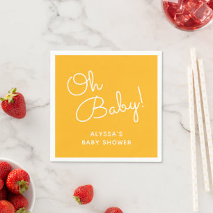 Oh Baby Modern Minimal Yellow Summer Baby Shower Napkin