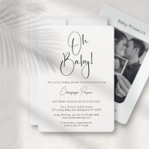 Oh Baby Modern Script Photo Baby Shower Invitation