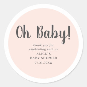 Oh Baby Modern Simple Baby Shower Classic Round Sticker