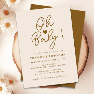 Oh Baby Modern Simple Gender Neutral Baby Shower Invitation