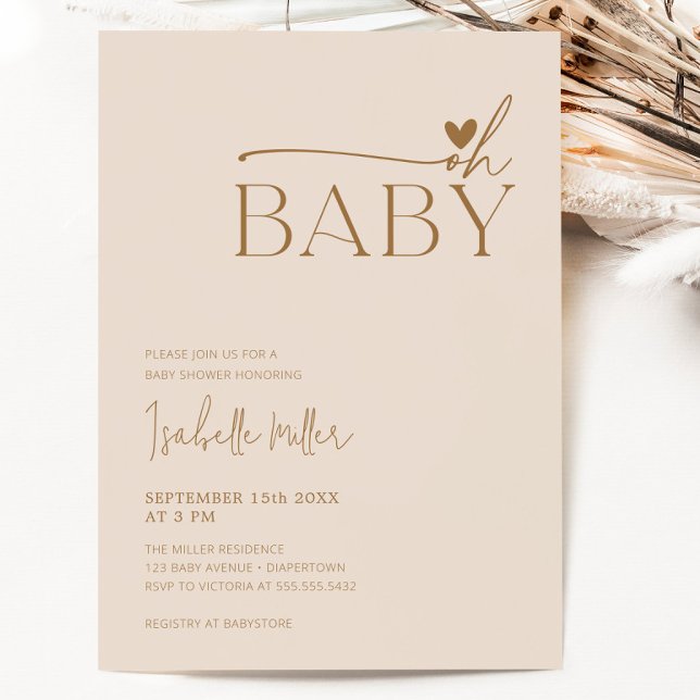 Oh Baby Modern Simple Gender Neutral Baby Shower  Invitation (Oh Baby Modern Simple Gender Neutral Baby Shower Invitation)