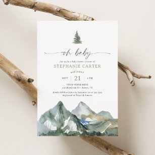 Oh Baby Mountain Forest Boy Baby Shower Invitation