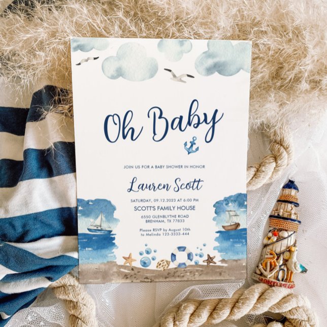  Oh Baby Nautical Baby Shower Invitation (Creator Uploaded)
