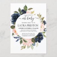 Oh Baby Navy and Blush Pink Script baby Shower