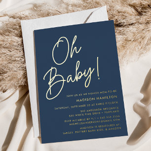 Oh Baby Navy and Gold Script Baby Shower