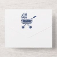 Oh Baby Navy Damask Pram Baby Shower
