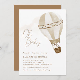 Oh Baby Neutral Hot Air Balloon   Invitation