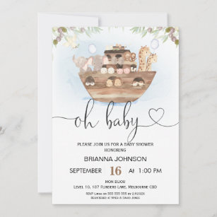 Oh Baby Noah's Arch Baby Shower Invitation