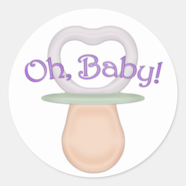Oh, Baby! Pacifier Design Classic Round Sticker (Front)
