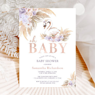 Oh Baby Pampas Goose Baby Shower Invitation